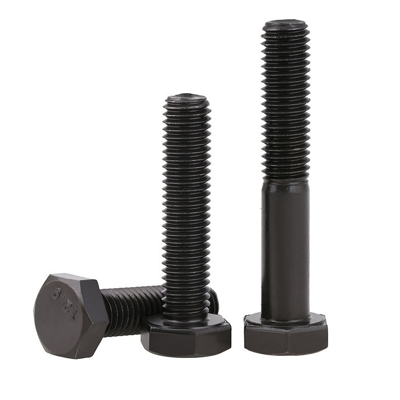 DIN 933 black metric hex cap screw bolt class 10.9 M12-1.75 x 25mm Black Zinc