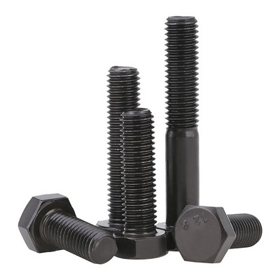 DIN 933 black metric hex cap screw bolt class 10.9 M12-1.75 x 25mm Black Zinc