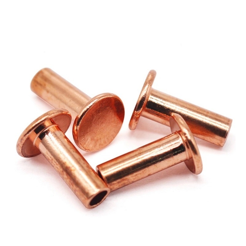 DIN 7338 flat head semi tubular brass rivet semi-tubular hollow copper rivet