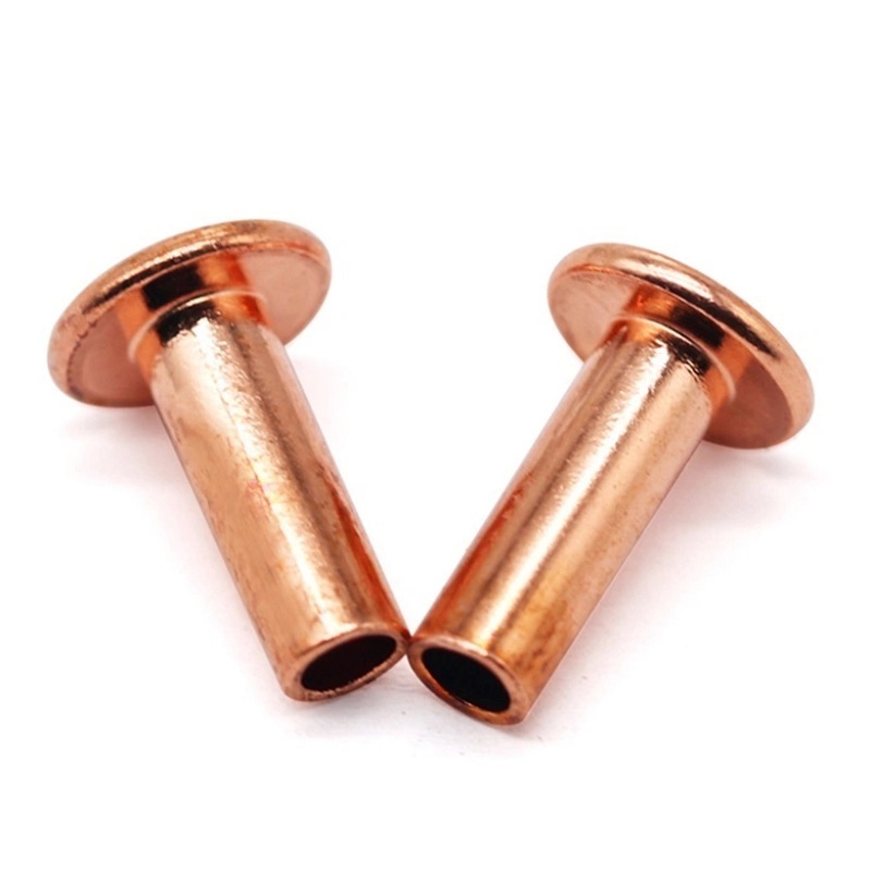 DIN 7338 flat head semi tubular brass rivet semi-tubular hollow copper rivet