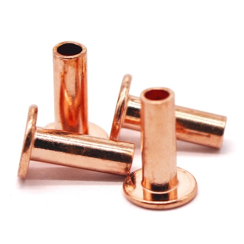 DIN 7338 flat head semi tubular brass rivet semi-tubular hollow copper rivet