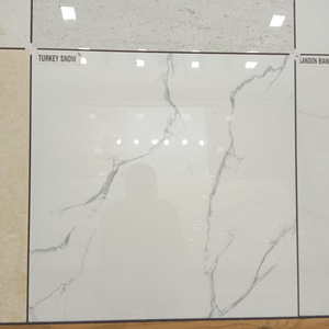 Gloss Snow White glazed 600x600 Vitrified Full Polished Porcelain Floor Tile with rectified body for sale on factory rate