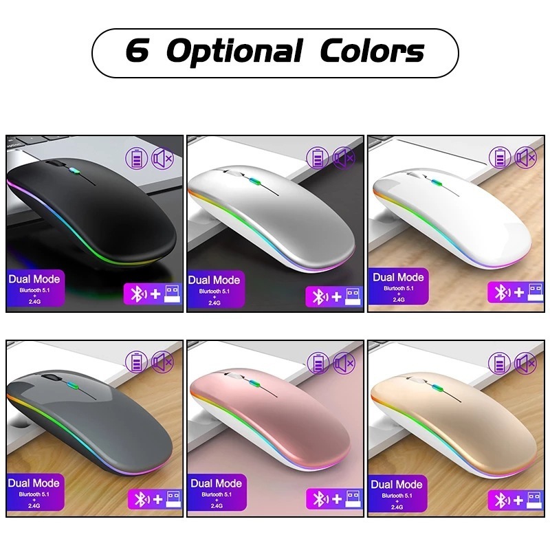 computer peripherals fancy funny computer mouse rgb tiny mouse led slim dual mode type c wireless bluetooth mouse