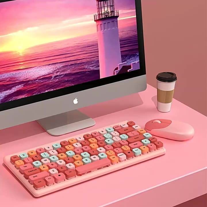 custom english arabic chocolate  mouse wireless keyboard and mouse combo for girls kids