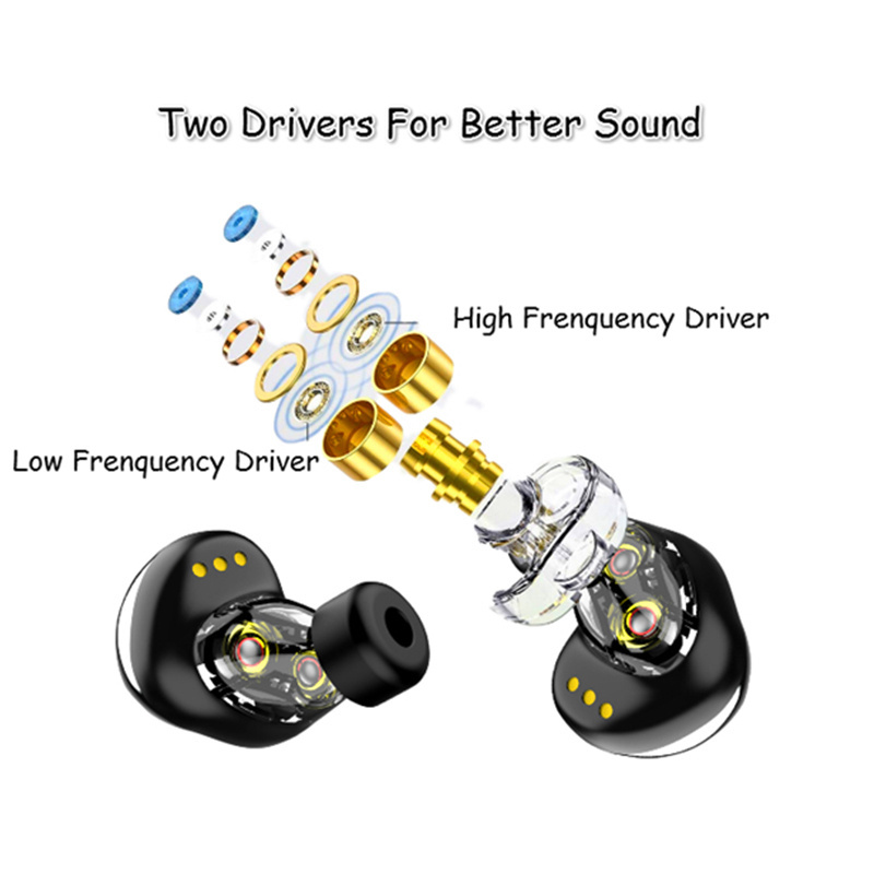 2019 New Dual Speaker Driver True Wireless Bluetooth earphone TWS earbuds with QCC3020 chipset