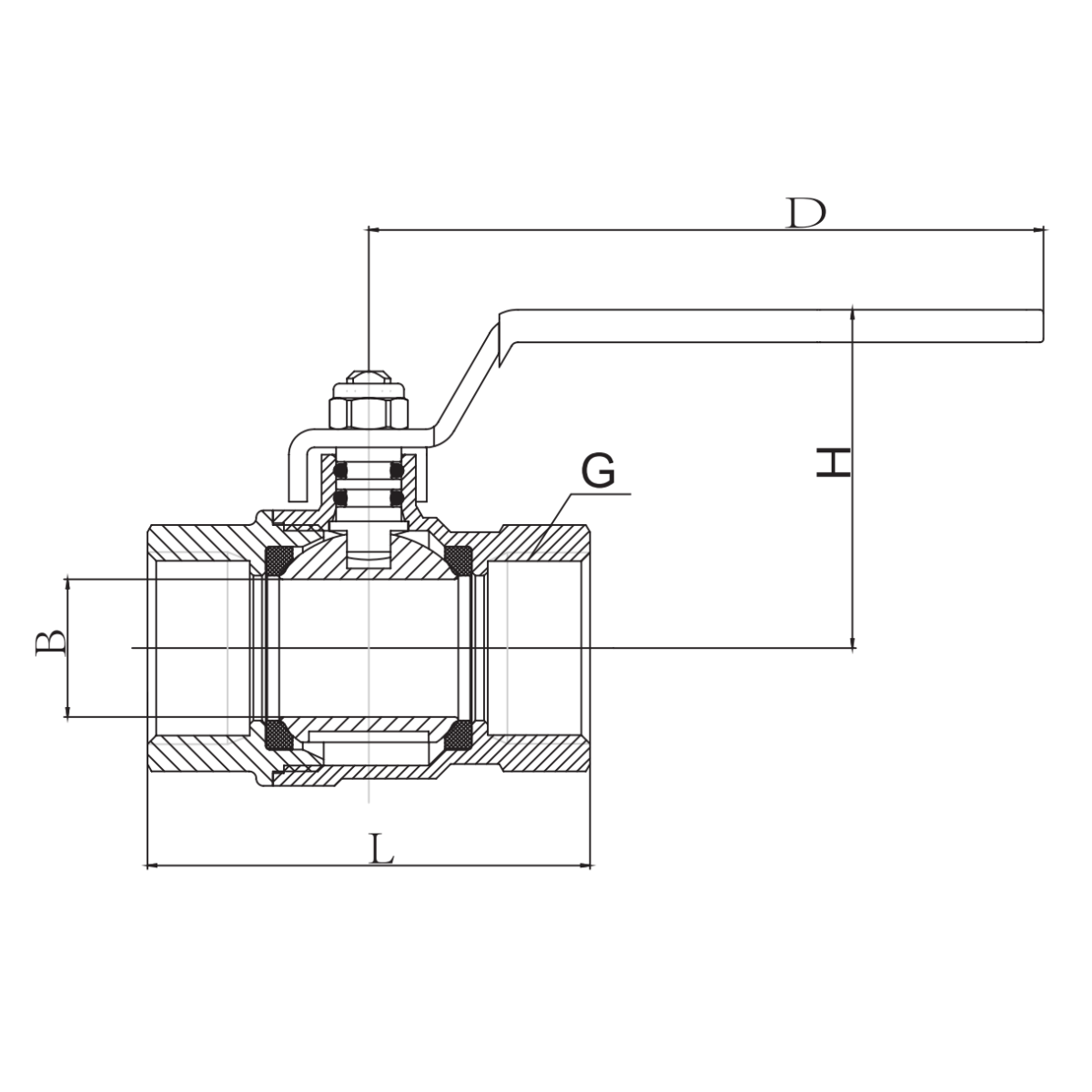 Hot Sale Water Gas Gate Ball Valve Size Dn8 to Dn100 Brass Ball Valve with Drawing