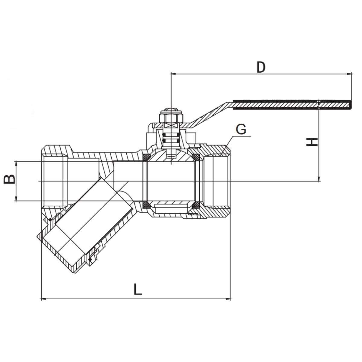 Wholesale Manufacture Brass Ball Valve 1/2 inch Female Thread Lever Handle Brass Ball Valve With Y Strainer