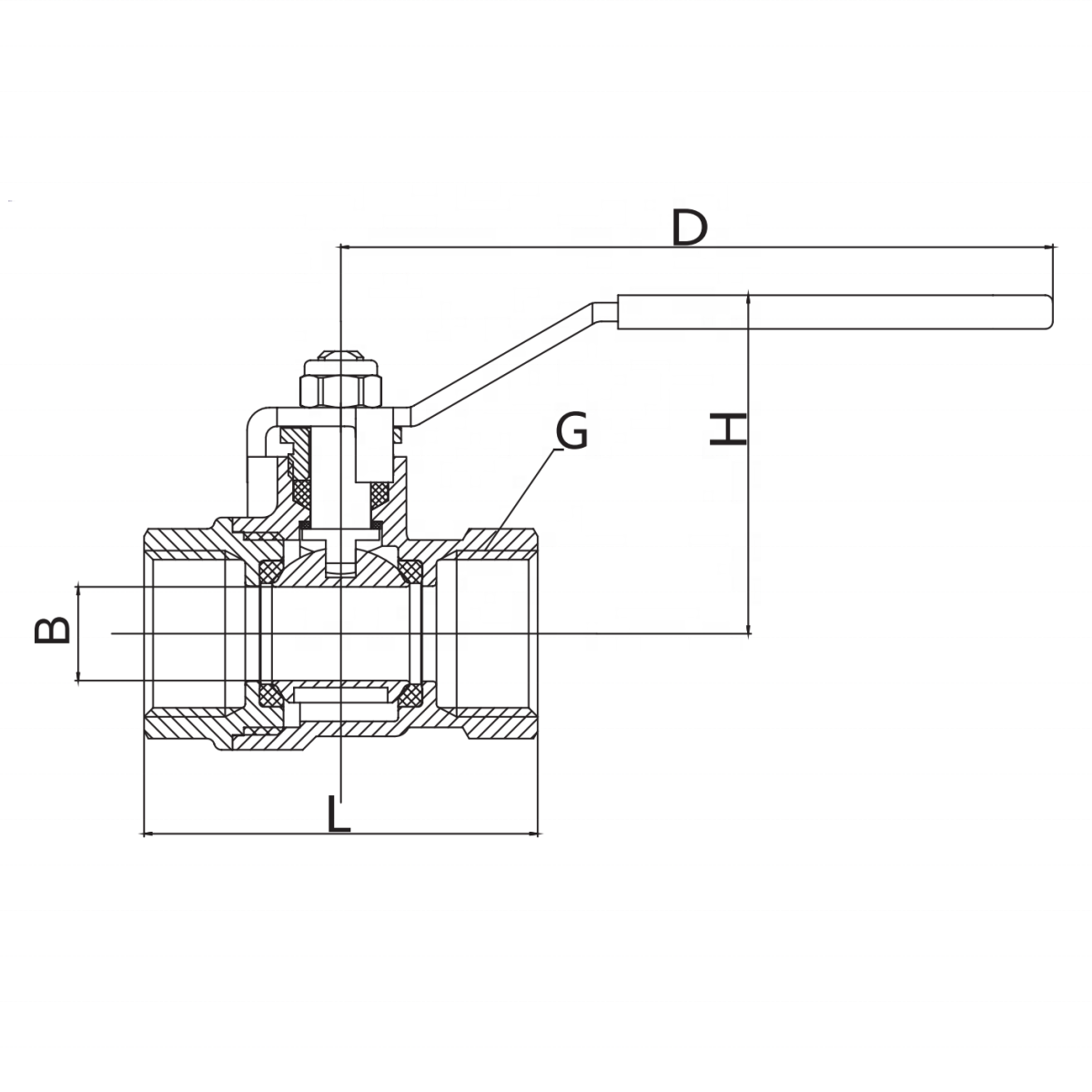 High Quality Forged Water Valve Double Female Thread Red Level Long Handle Brass Ball Valve