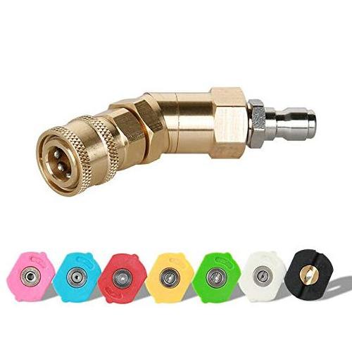 5 pieces, 1/4 inch 360 degree rotation, brass coupler quick connector, gutter cleaning accessories