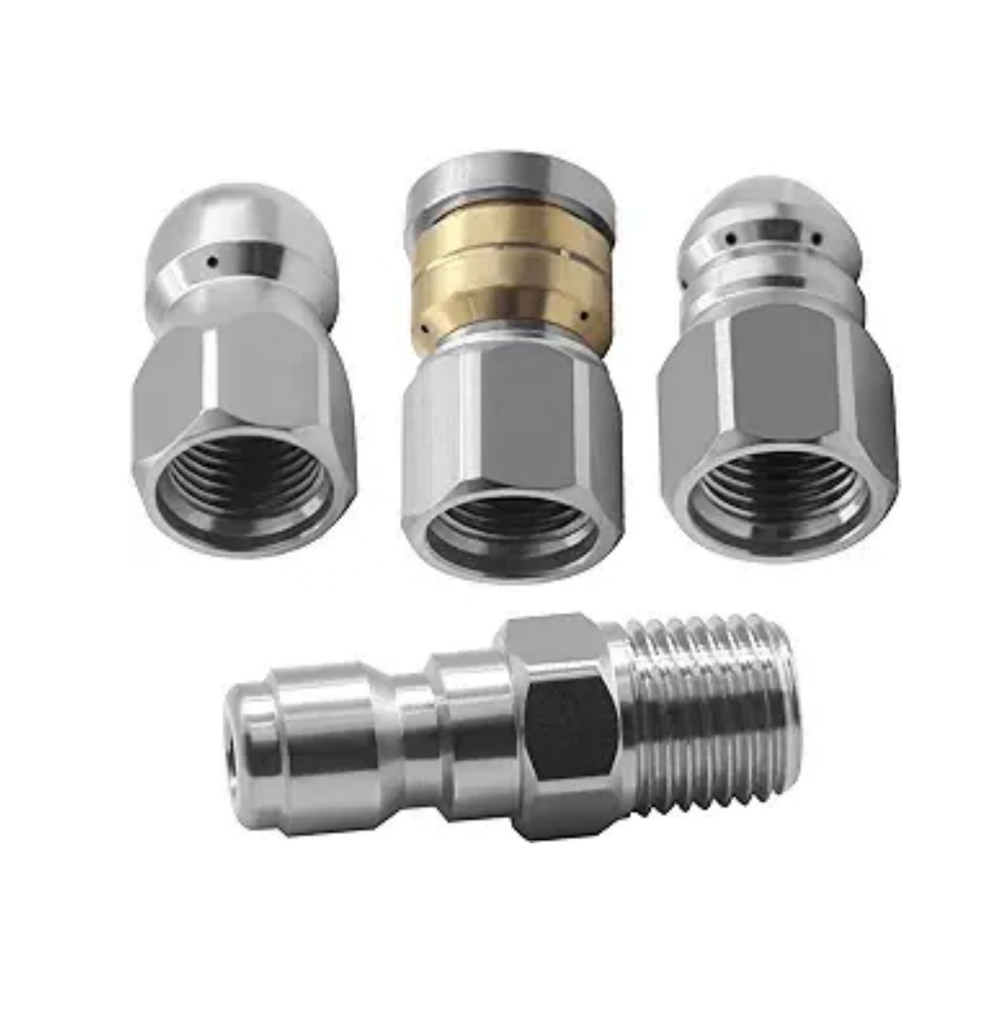 Stainless Steel Button Nose Jet Nozzle, Rotating Flat Jetting Nozzle, Drain Jet Hose Nozzle for Cleaning Sink Drain Pipe