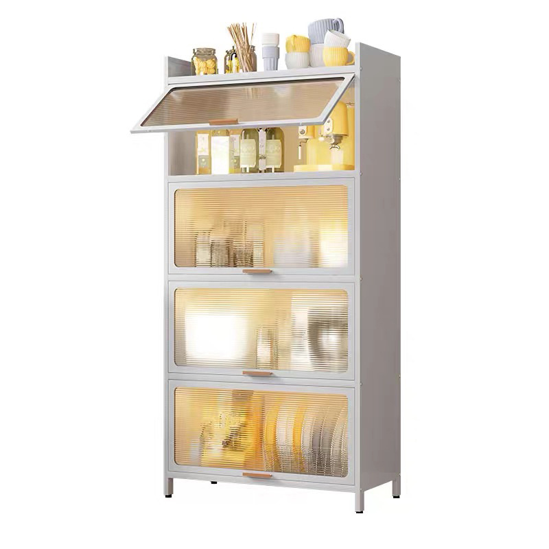 4-tier kitchen shelf, multi-functional save space kitchen storage cabinet with PVC door,special display cabinet for livingroom