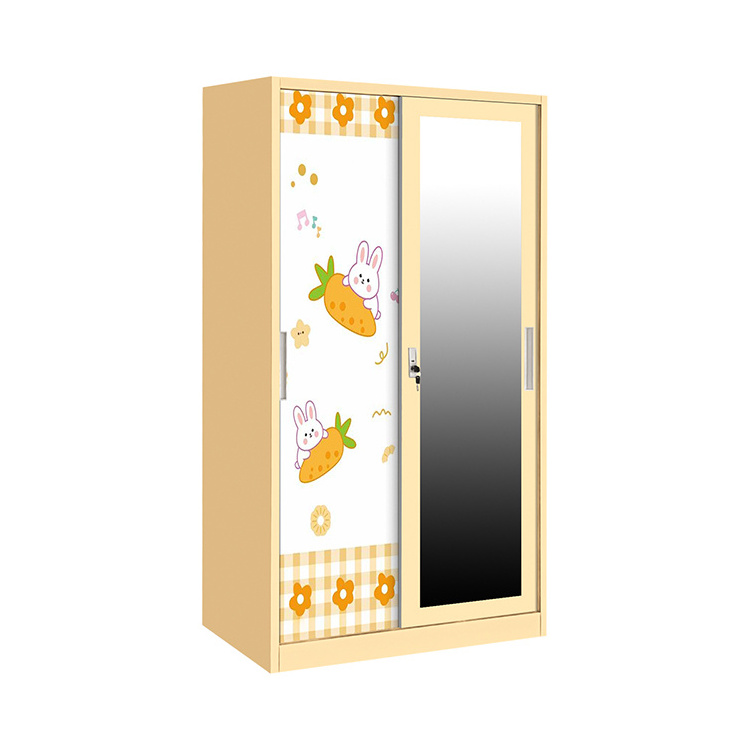 Modern Simple Bedroom Furniture Closet Storage Clothes Armoire Wardrobe 2 Door Closet Wardrobe Sliding Mirror For Bedroom