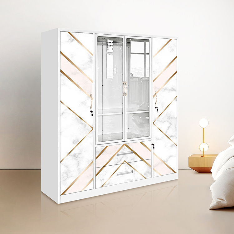 Modern Clothes Cabinet Simple custom closet bedroom glass wardrobe white Closet Organizers Easy Storage Closet Wardrobes