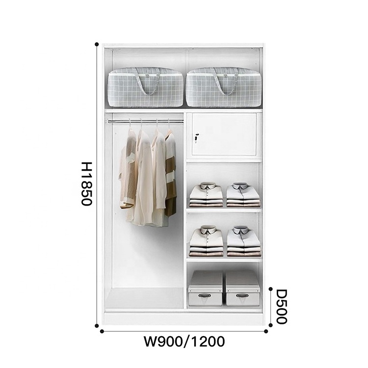 mirror steel wardrobe with lock sliding doors closet furniture for bedroom