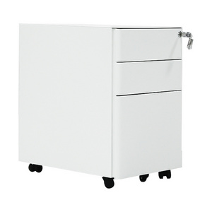 Narrow office furniture manufacturer three drawer cabinet with movable wheels cabinet control room console