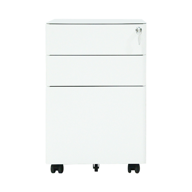 Narrow office furniture manufacturer three drawer cabinet with movable wheels cabinet control room console