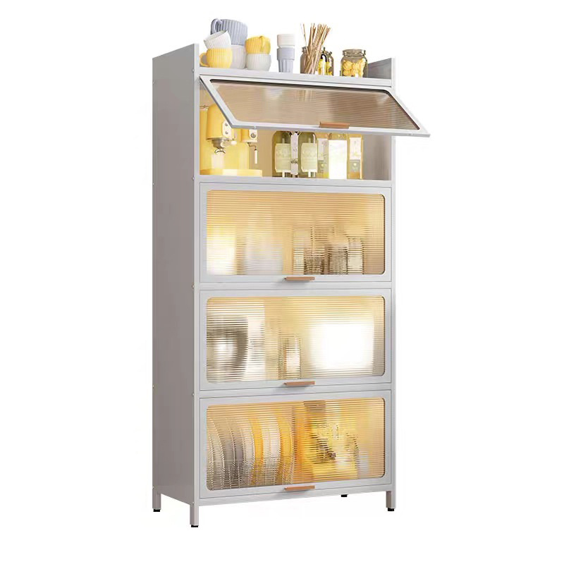 4-tier kitchen shelf, multi-functional save space kitchen storage cabinet with PVC door,special display cabinet for livingroom