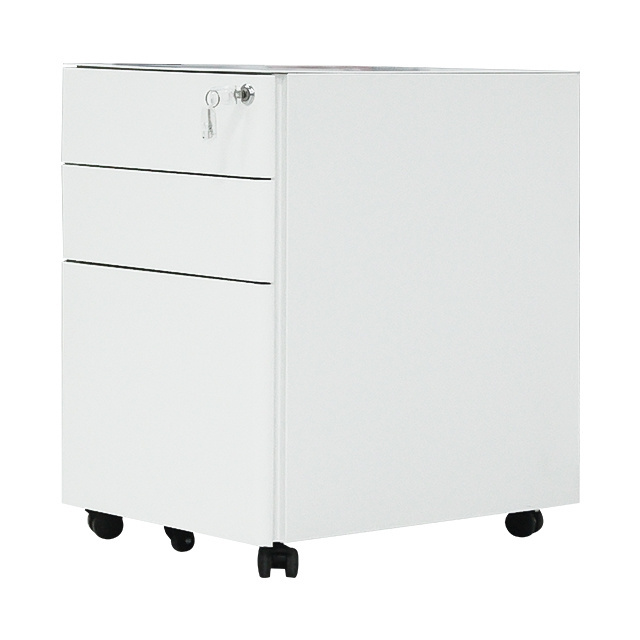 Narrow office furniture manufacturer three drawer cabinet with movable wheels cabinet control room console