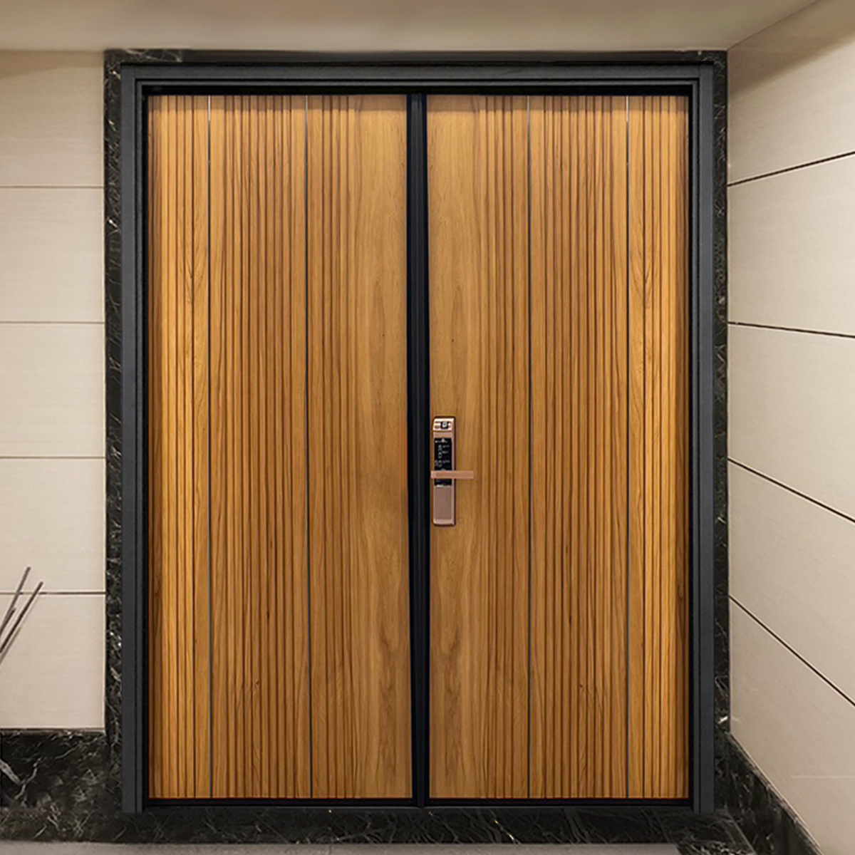 Taiwan Brand Soundproof Fireproof Hotel Door - H3 Brand New Lake Water Double Door Villa Entry Door