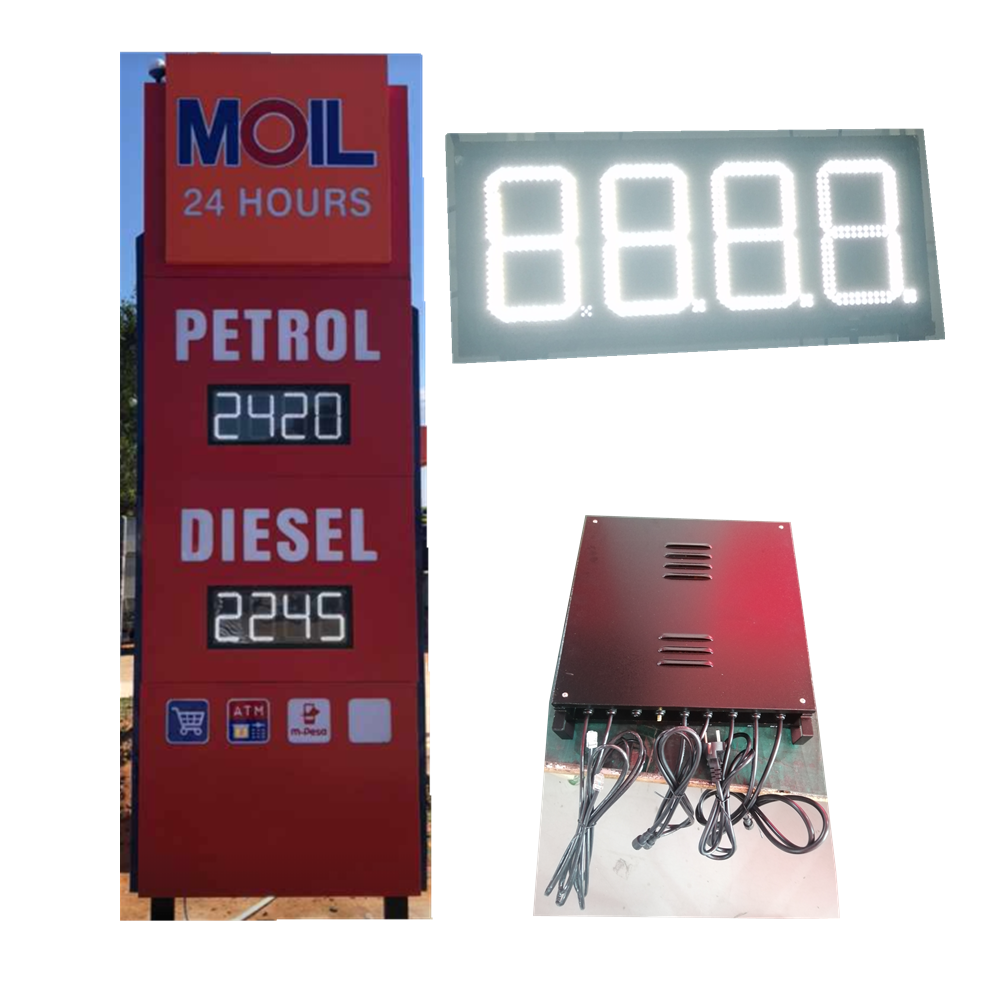 7 segment large LED wifi rf remote  RS485 8 inch led gas price display panel for petrol station