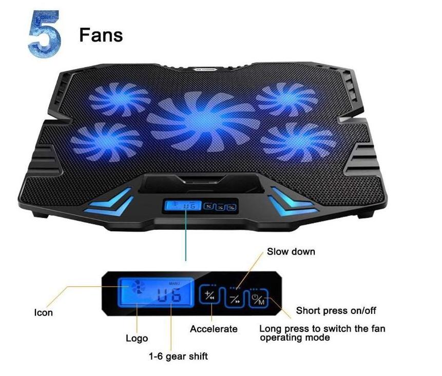 best selling laptop notebook tablet pc cooler six fans cooling notebook  pad