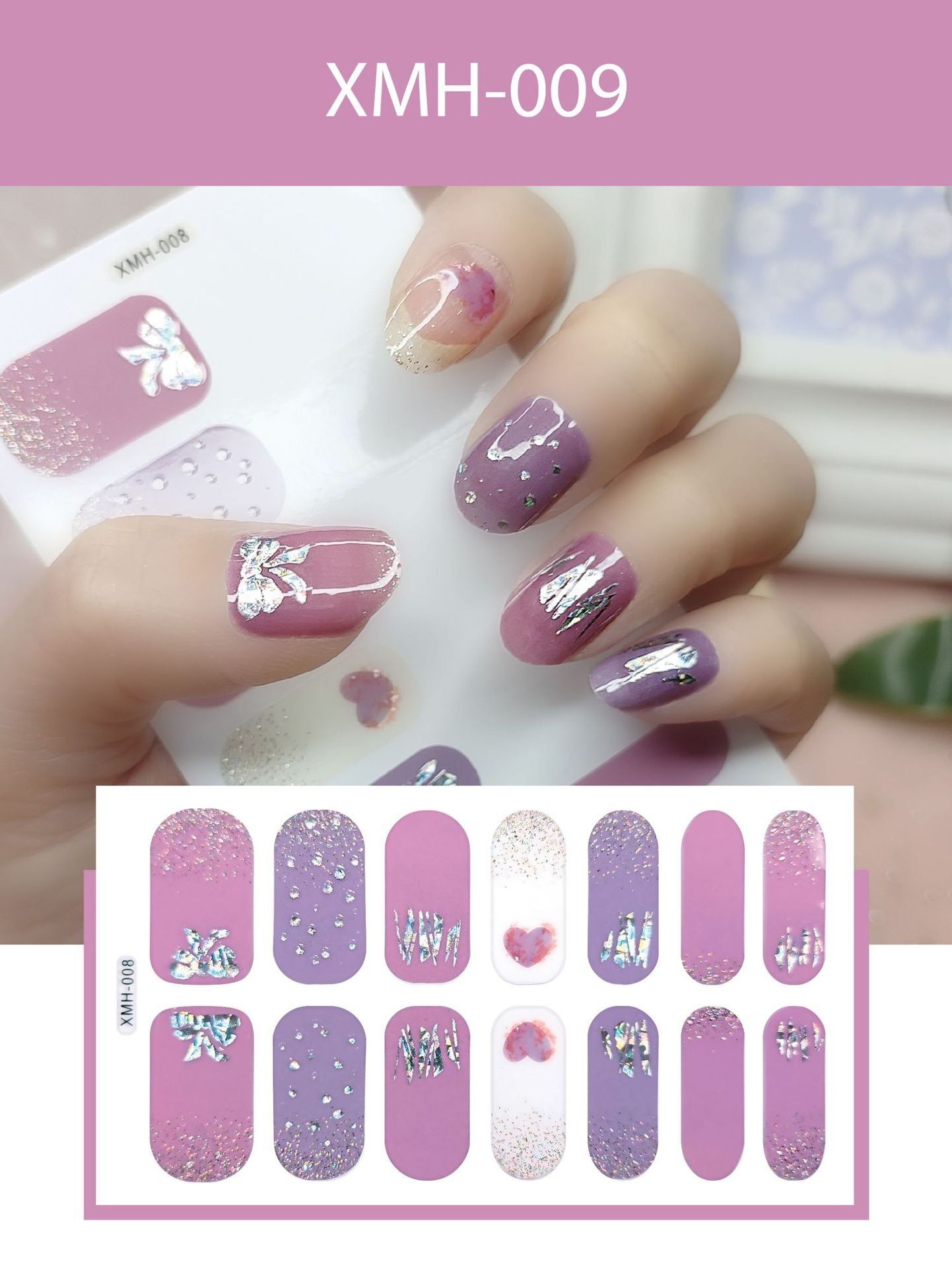 Blossom Flower  Series 14 Pieces/Set Nail Wrap Strips Daisy Japanese Style Nail Sticker