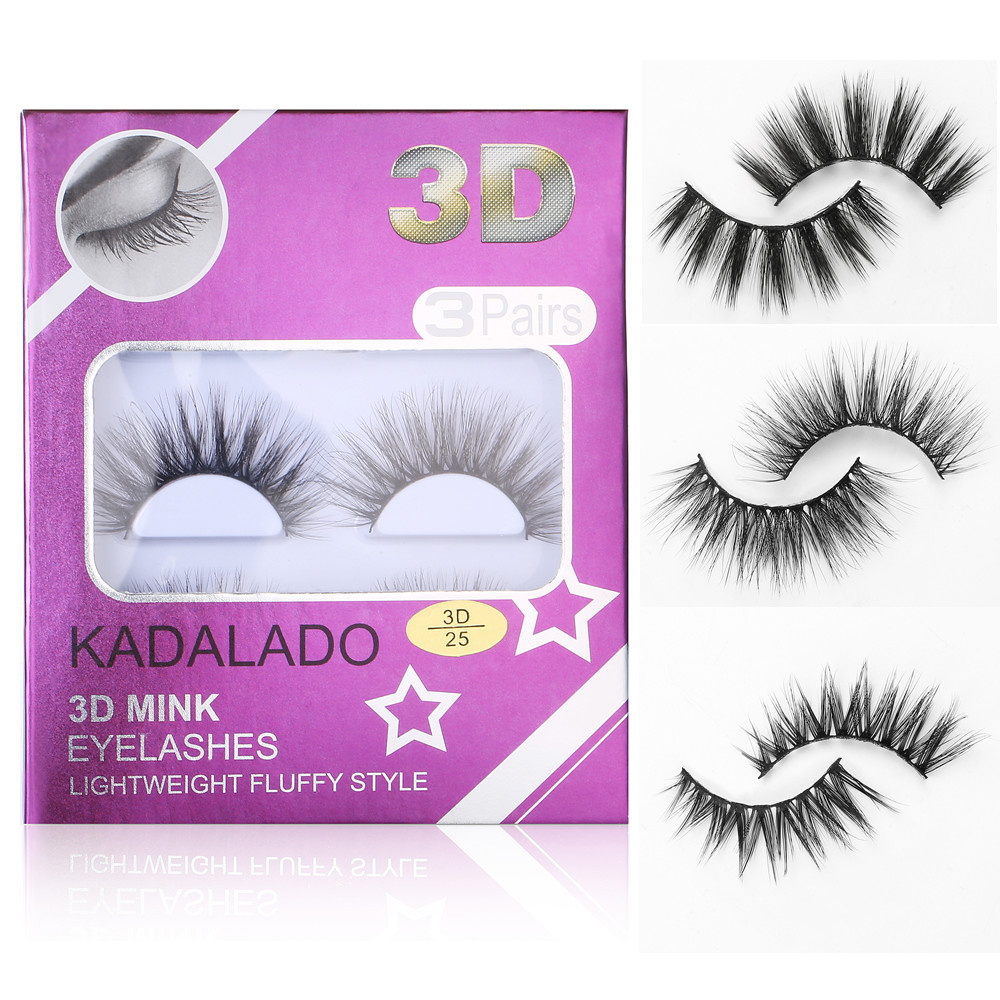 3pairs New Style Beauty Makeup Eyelashes 3D Mink Long Lasting Natural False Eyelashes Hot Sale Black Faux Mink Eyelashes