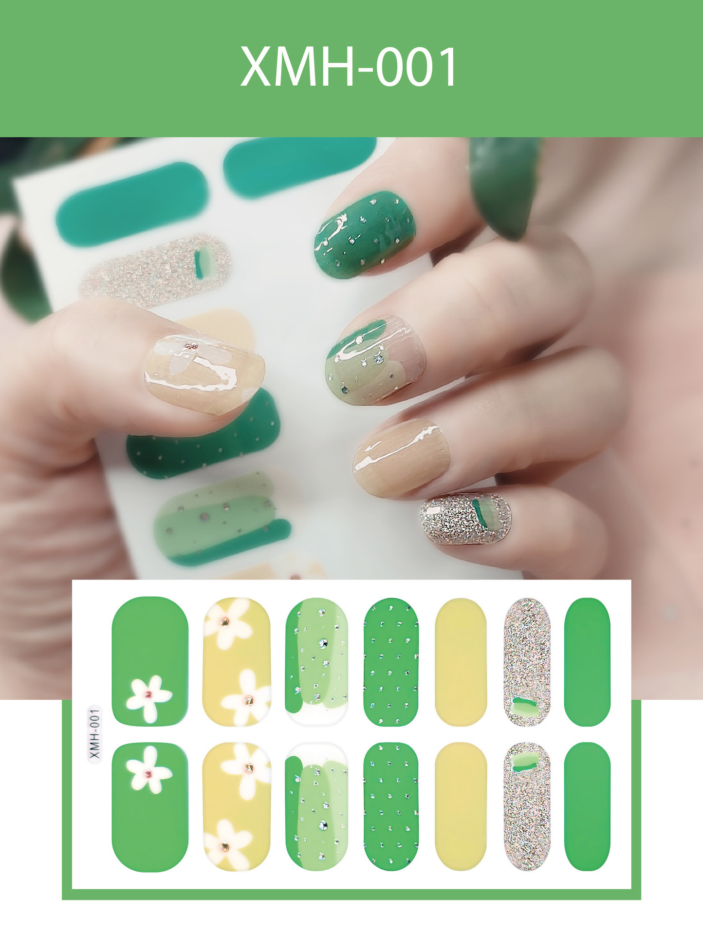 Blossom Flower  Series 14 Pieces/Set Nail Wrap Strips Daisy Japanese Style Nail Sticker