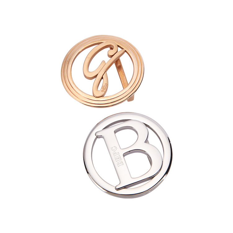 fashion men metal stainless steel buckle  clasp automatic buckle logo  custom Gold  belt buckle