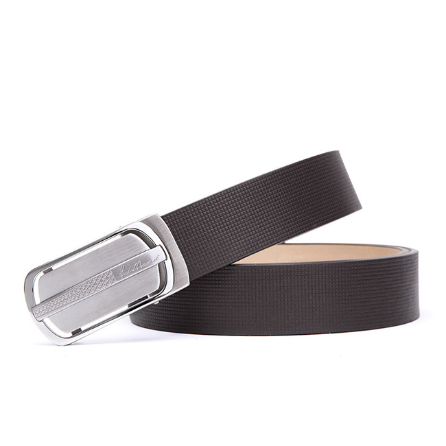 top quality full grain men genuine automatic leather belt with custom buckle for men