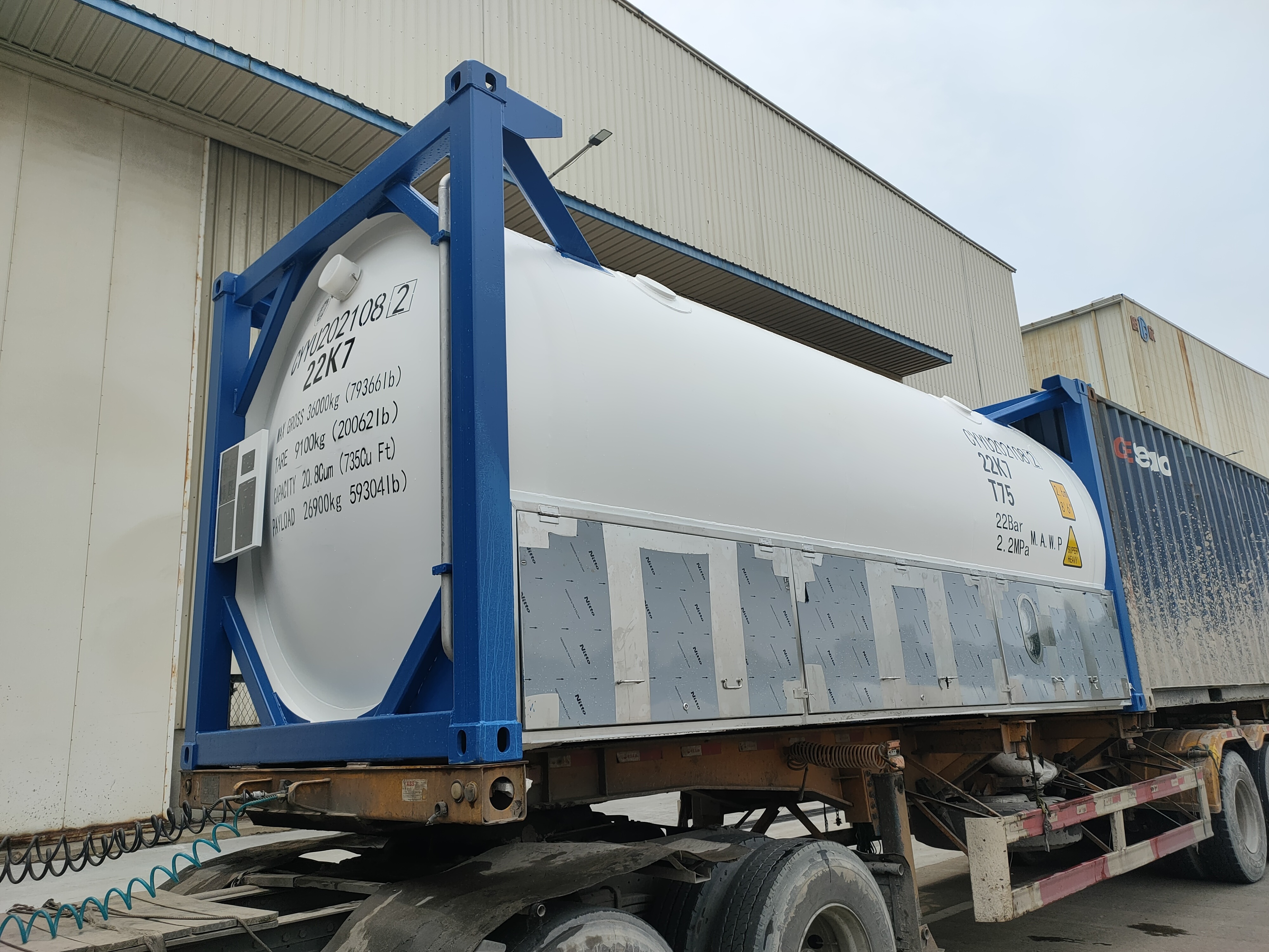 20ft 22K7 ISO Tank Containers for Liquid Oxygen, Nitrogen, Argon, CO2