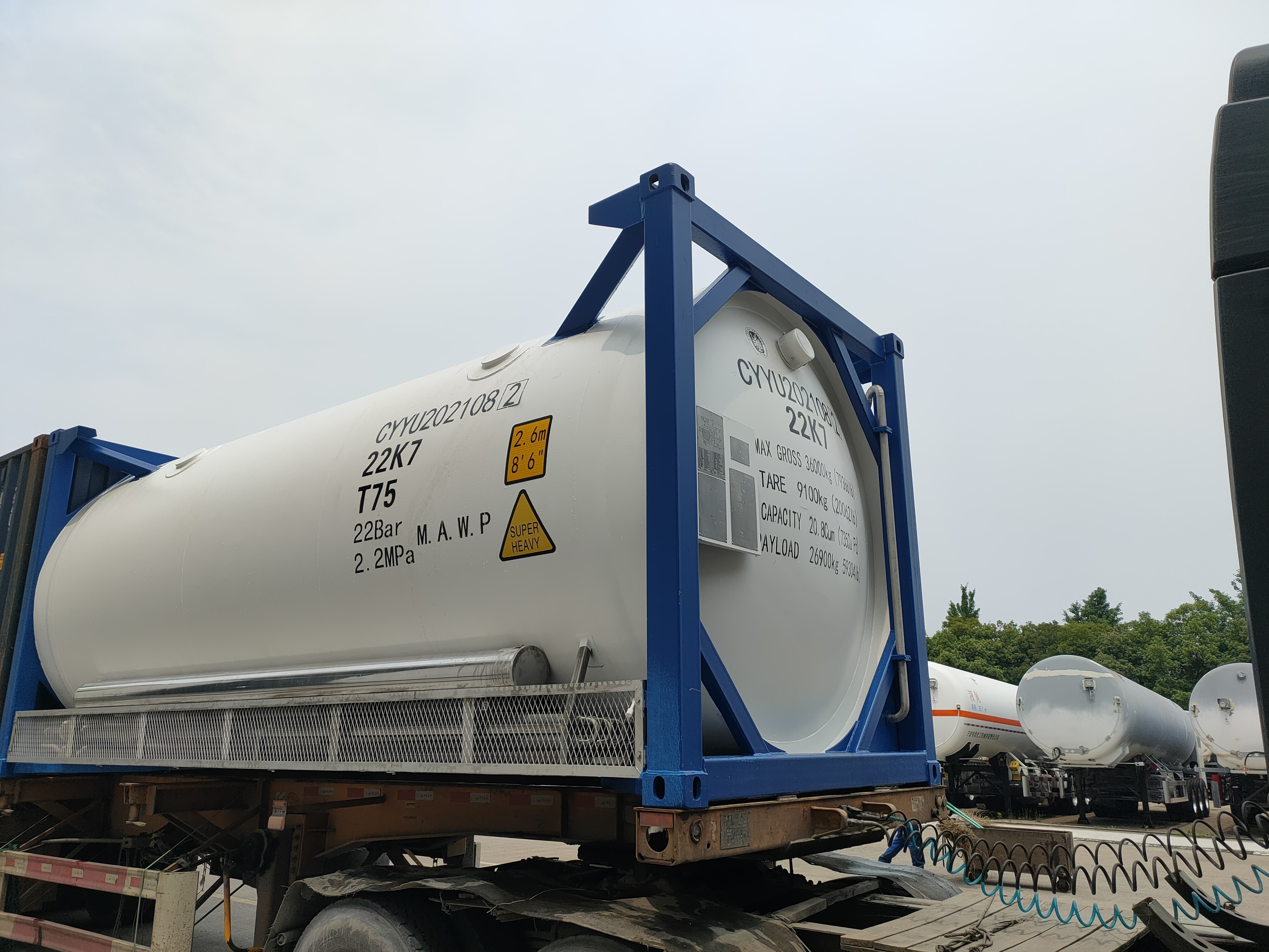 20ft 22K7 ISO Tank Containers for Liquid Oxygen, Nitrogen, Argon, CO2