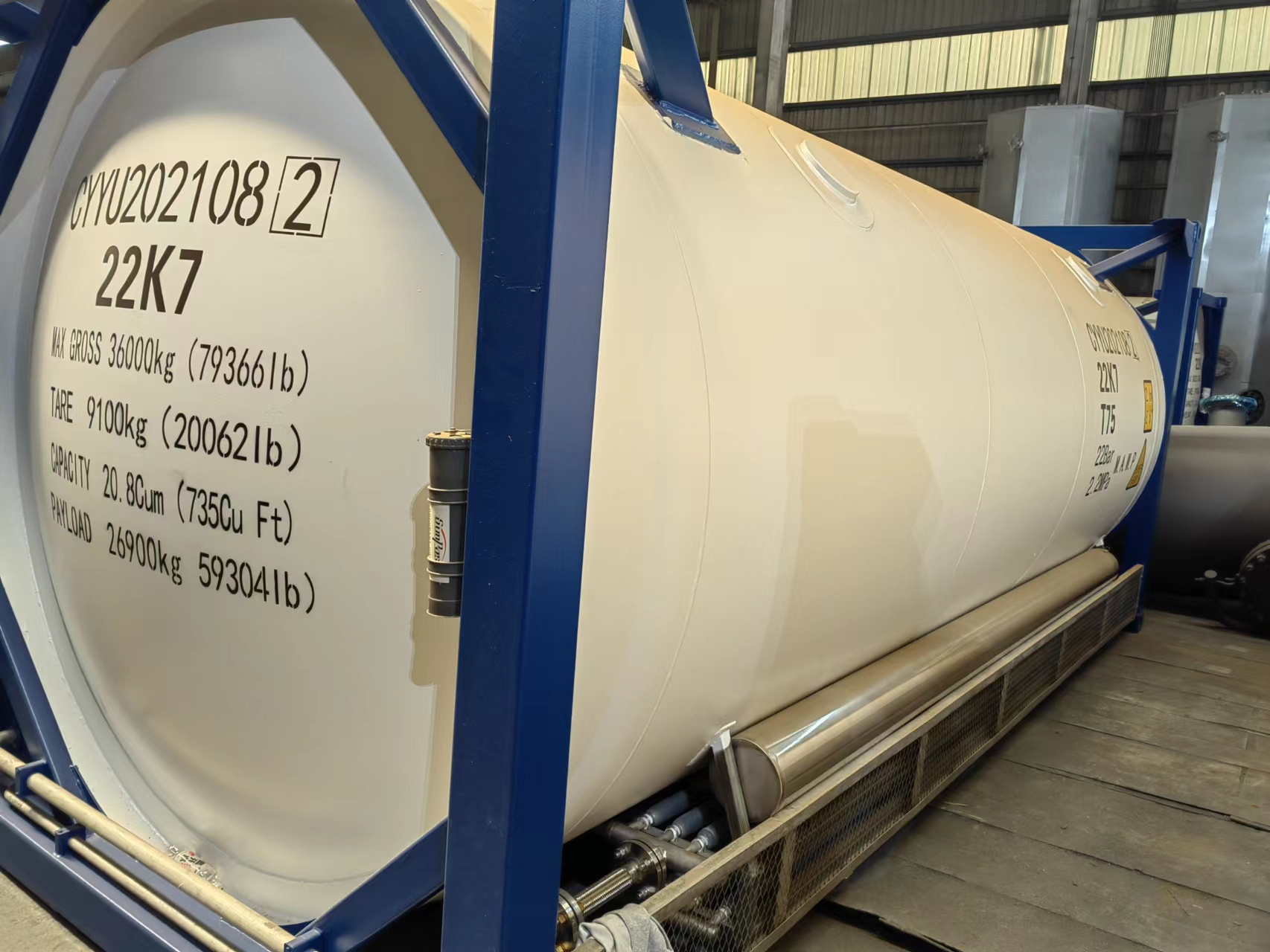 20ft 22K7 ISO Tank Containers for Liquid Oxygen, Nitrogen, Argon, CO2