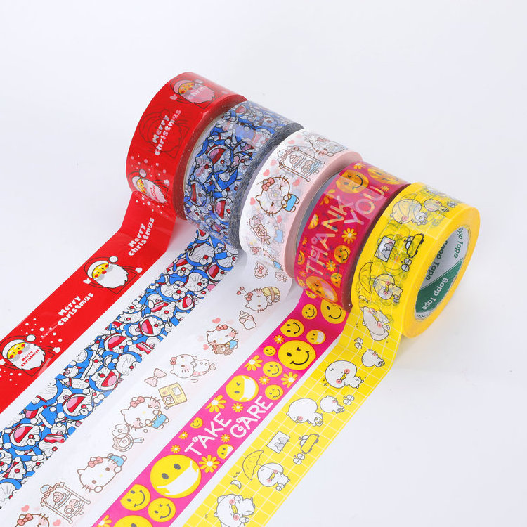 Free Sample Personalized Box Sealing Cartoon Printed Pattern Sealing Packaging Tape with Logo