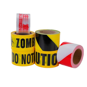 Custom No-Adhesion Logo Yellow Black Traffic Barrier Barricade PE Caution Warning Tape