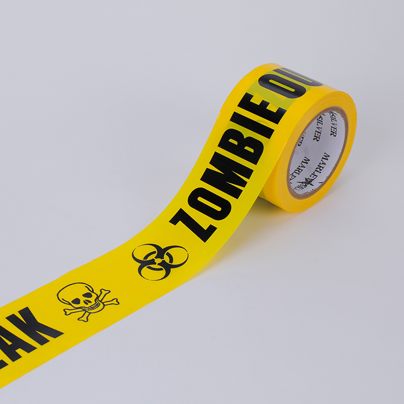 Custom No-Adhesion Logo Yellow Black Traffic Barrier Barricade PE Caution Warning Tape