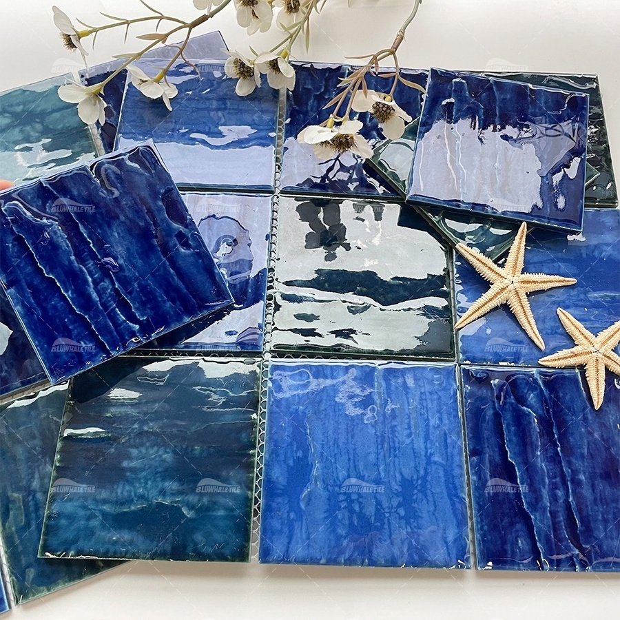 Bluwhale Tile One Stop Manufacturer Cheap Price 4 Inch Ceramic Pool Tile Blue Mosaic Tiles Philippines for Swimming Pool