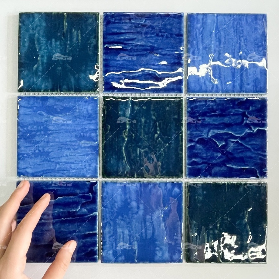 Bluwhale Tile One Stop Manufacturer Cheap Price 4 Inch Ceramic Pool Tile Blue Mosaic Tiles Philippines for Swimming Pool