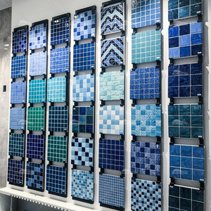 Foshan Cheap Price Outdoor Bathroom Shower Floor Wall Blue Green Color Kiln Ceramic Porcelain Glaze Swimming Pool Tile Mosaic