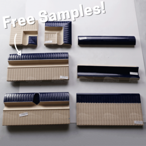 Free Sample Supply 115x240mm Glazed Fina Standard Nosing Ceramic Tile Corners Pool Coping Tile Coping Swimming Pool Edge Tiles