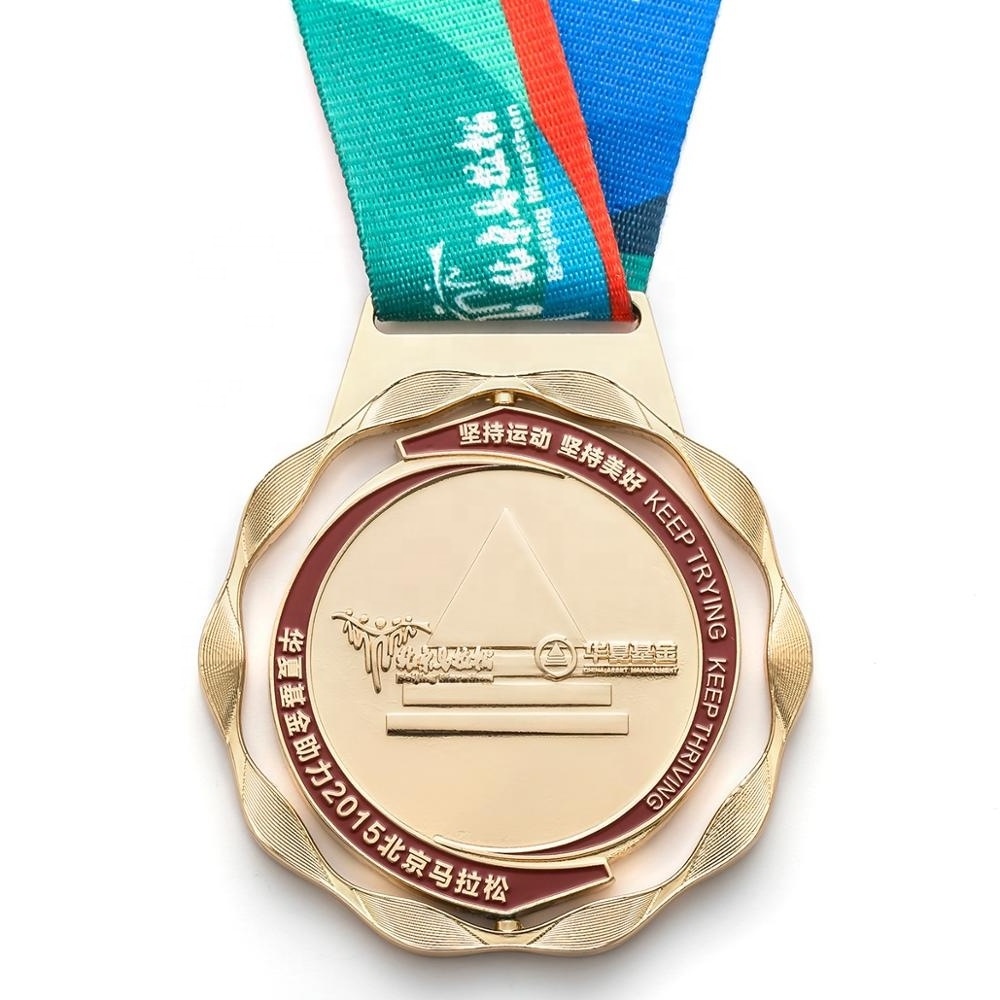 Wholesale zinc alloy marathon sports gold  medal with high quality fiesta trophy blank custom 3d metal medal