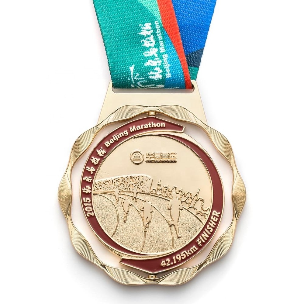 Wholesale zinc alloy marathon sports gold  medal with high quality fiesta trophy blank custom 3d metal medal