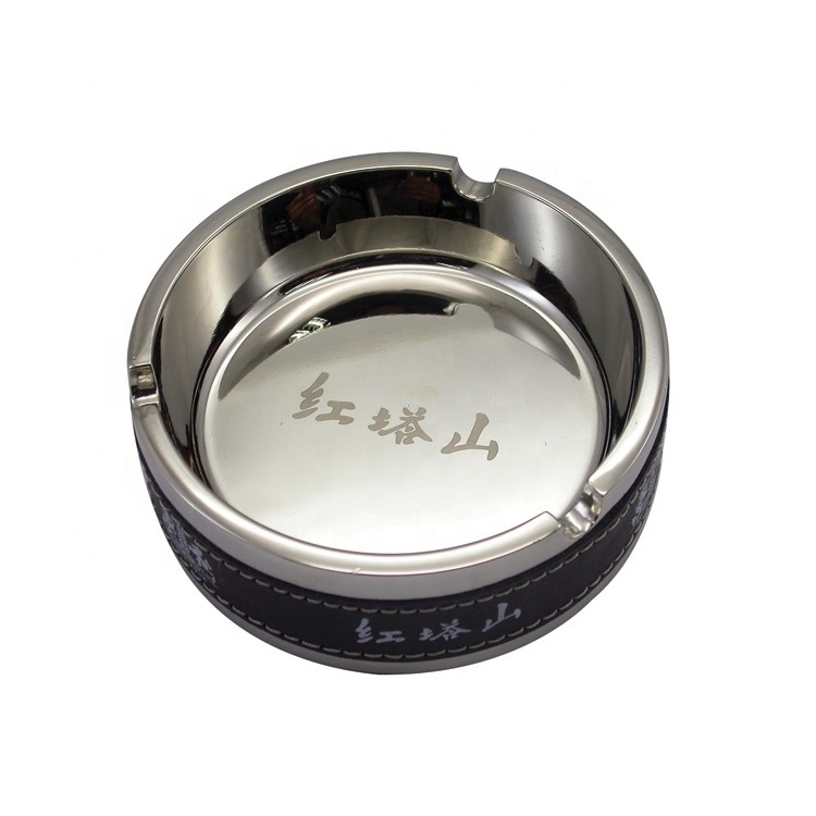 Wholesale custom fancy cool luxury printed logo beach stainless steel brass odorless car cigarette cigar metal ashtray