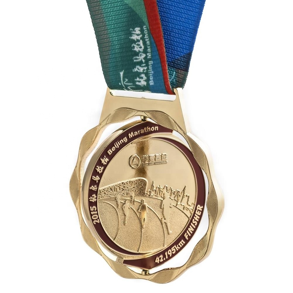 Wholesale zinc alloy marathon sports gold  medal with high quality fiesta trophy blank custom 3d metal medal