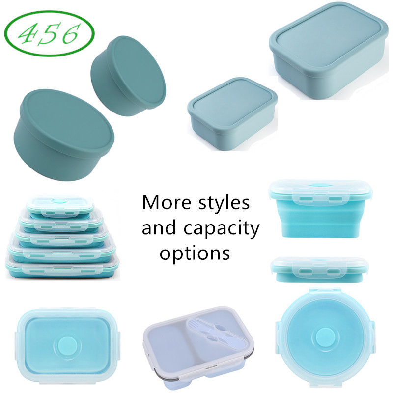 Food Storage Box Salad Container Silicone Bento Lunch Box  for kids and adults