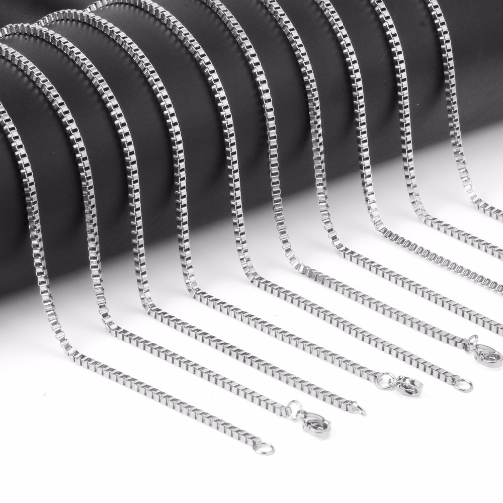 Wholesale 20pcs/lot Silver / gold plated Stainless Steel 2mm Box Necklace chain for Jewelry making