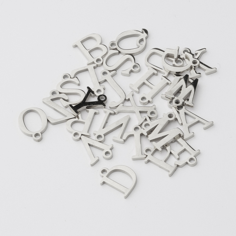 5 pcs  / lot A-Z stainless steel alphabet letter charm Silver / Gold / Rose gold letter Pendant charms for jewelry making