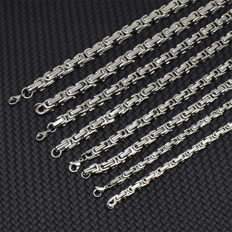 Various sizes Stainless steel byzantine necklace chain 4mm / 5mm / 6mm / 7mm / 8mm / 10mm byzantine king chain necklace