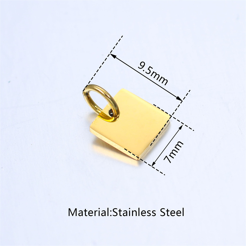 Blank stainless steel jewelry tag logo Silver  / Gold Square hexagon metal tag for jewelry making with custom logo