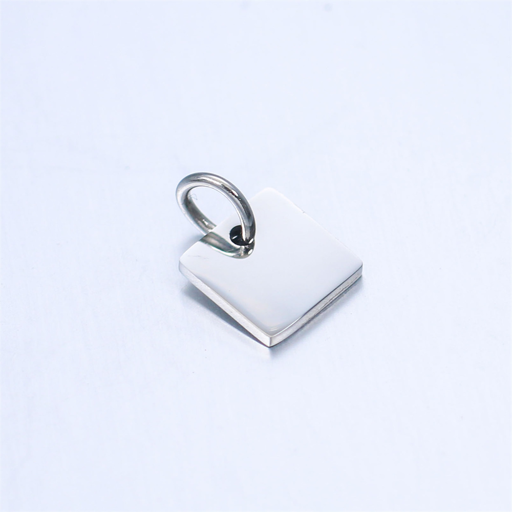 Blank stainless steel jewelry tag logo Silver  / Gold Square hexagon metal tag for jewelry making with custom logo